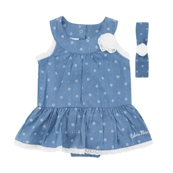 

Fashion Summer Baby Girl Rompers Jumpsuit Sleeveless Infant Baby Clothes Jeans Lace Kids Girls Onesies Jumper Floral Roupas De