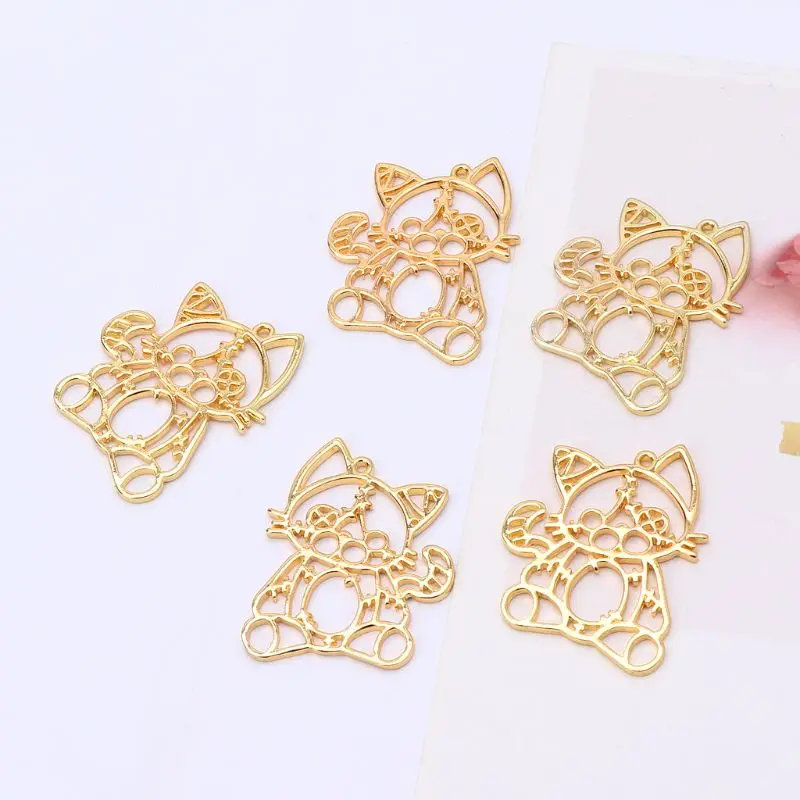 

5Pcs Broken Toy Cats Blank Frames Pendants Bezels Setting Resin Jewelry Making