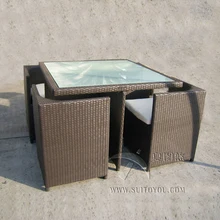 5 шт. всепогодные пластиковые Ротанговые столовые наборы для сада со стулом и настольным транспортом по морю