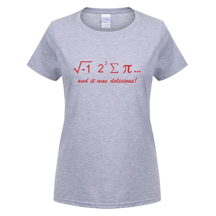 Летом я съел некоторые пирог и это был вкусные Для женщин футболка забавная Математика с Изделие из хлопка с короткими рукавами для девочек Футболки Топ ot-609 - Цвет: As picture