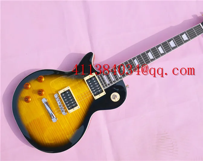

Free shipping Human  China new LP electric guitar custom shop guitar, left, OEM electric guitar Yellow guitar
