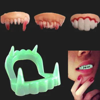

4PCS Halloween Cosplay Makeup Party Zombie Vampire Teeth Prank Freak luminous False Teeth Novelty funny Gags Practical Jokes