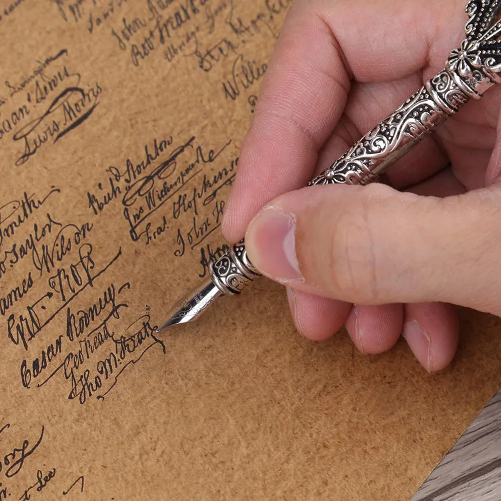 Роскошная каллиграфическая перьевая ручка, набор чернил для письма, канцелярская Подарочная коробка с 5 перьями, свадебное перо, металлическая перьевая ручка, набор