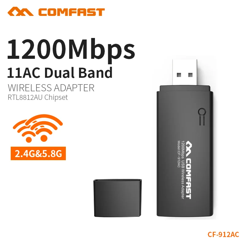 

Dual Band 802.11ac 1200Mbps USB 3.0 RTL8812AU Wireless-AC 1200 Wlan USB Wifi Lan Dongle Adapter USB Antenna For Laptop Desktop