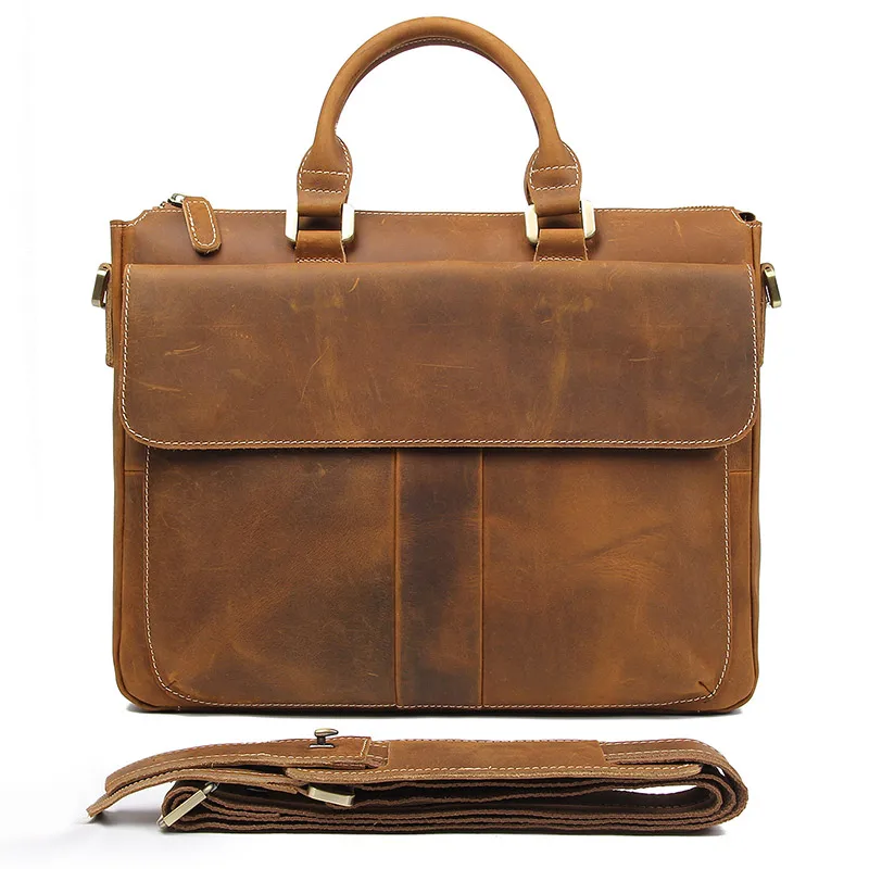 Crazy Horse Lederen Aktetassen Laptop Bag Hoge Kwaliteit Volnerf Lederen Handtas Voor Zakelijke Mannen 7113B-2 Crazy Horse Lederen Aktetassen Laptop Bag Hoge Kwaliteit Volnerf Lederen Handtas Voor Zakelijke Mannen 7113B-2