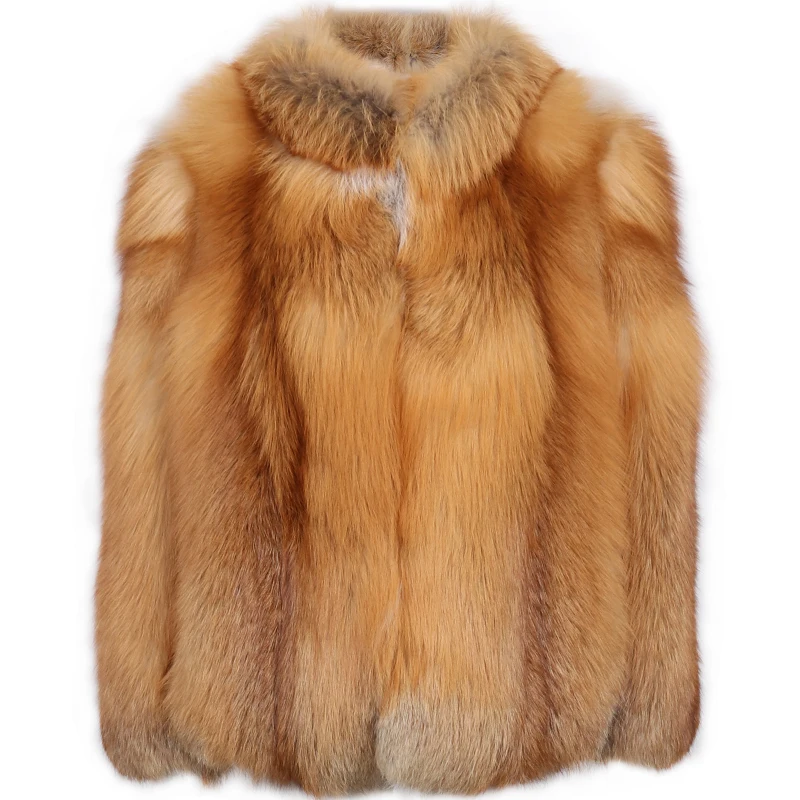 

natural fur coat women real fur coat red fox fur coat stand collar