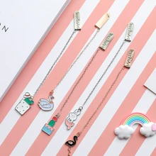 4 шт./компл. 12,5 см мультфильм комикс Единорог цепочка для кота Тип металлическая Закладка Pedant бумажная книжная Закладка Студенческая канцелярская поставка Дети награда