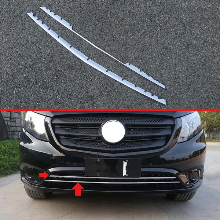 

For Mercedes-Benz Vito (W447) 2017 2018 Car Accessories ABS Chrome Front Grille Accent Cover Lower Mesh Trim
