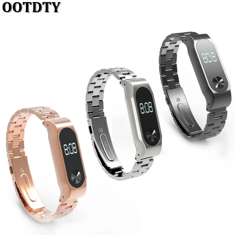 OOTDTY ремешок для часов ремешок для Xiaomi Mi Band 2 из нержавеющей стали роскошный ультратонкий металлический ремешок новинка