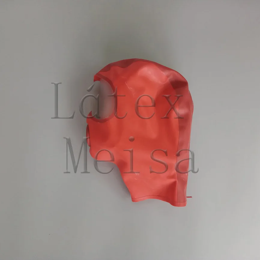 Латексные маски для взрослых резиновые колпаки с открытым лицом и исключают презервативы с красной и темно-красной отделкой на молнии сзади - Цвет: Красный