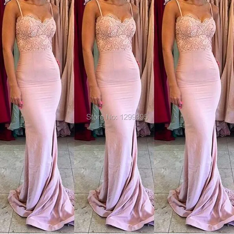 blush pink mermaid prom dress