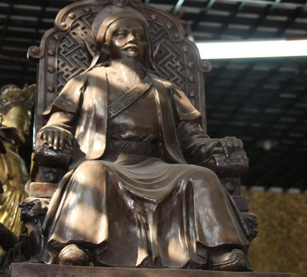 

FREE SHIPPING Famous Chinese Mongolia 100% Pure Bronze Copper Genghis Khan Jenghiz Khan Statue