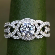

2019 New Sparkling Zirconia Ring Silver Color Wedding Rings For Women Jewelry Engagement Bague Femme Free Shipping