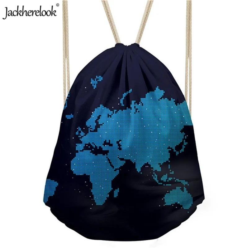 

Jackherelook Men Women Running Drawstring Backpack Map Pattern Swim Bags Cycling Outdoor Travel Bag Summer Beach Teens Bagpack
