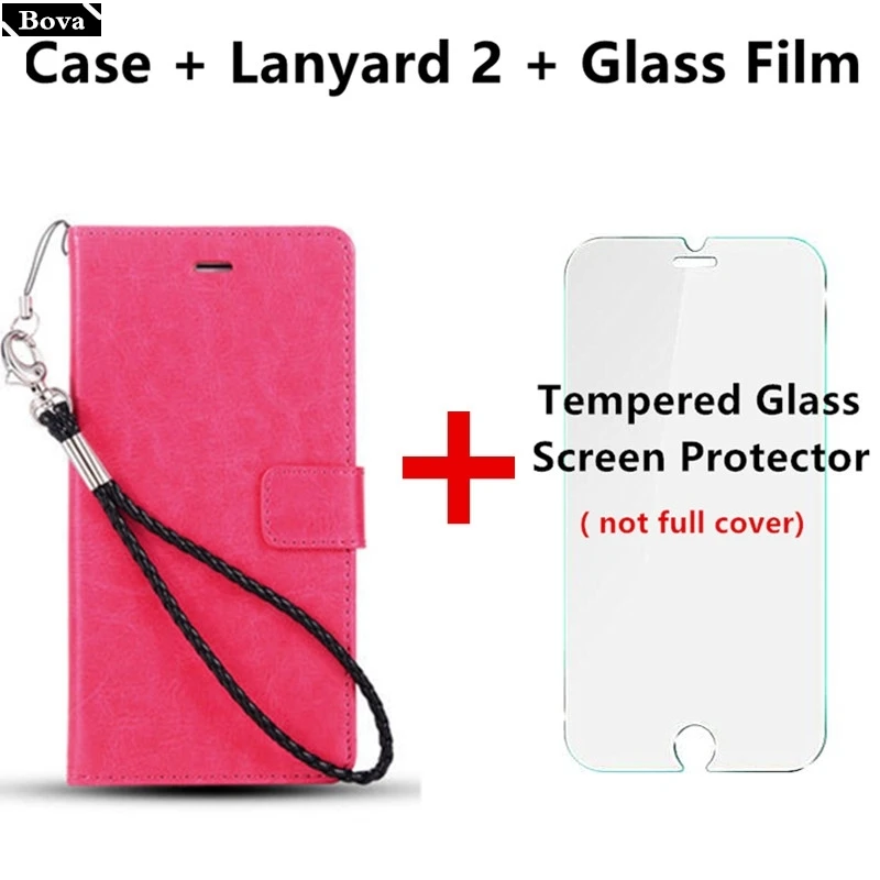 Кожаный чехол для LG Q6 держатель для карт чехол для LG Q6 Ретро защитный чехол ультра-тонкий флип Чехол кошелек - Цвет: Rose Lanyard2 Film