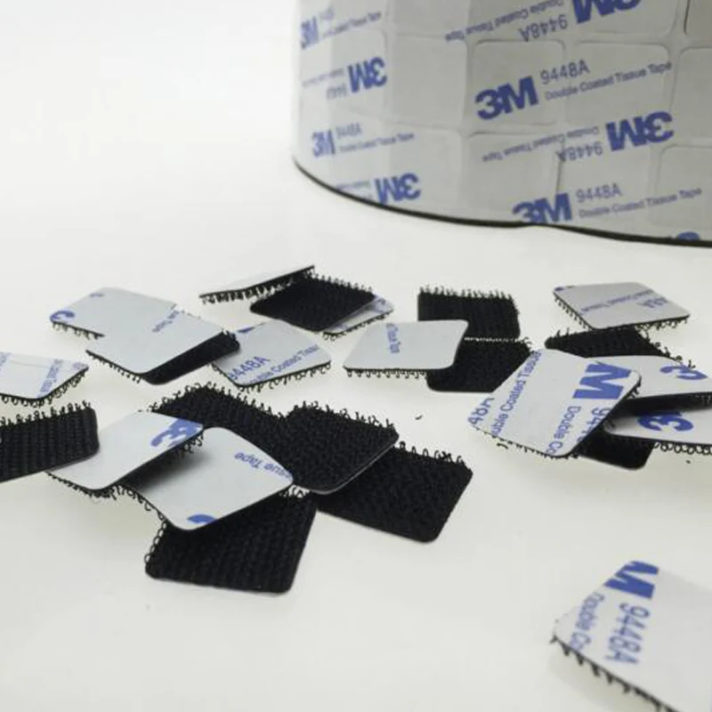

Hot Sell 100 Pces Self Adhesive Fastener Tape Hook Loop Nylon Table Chair Feet With Glue Disks Magic Square Double Side Sticker