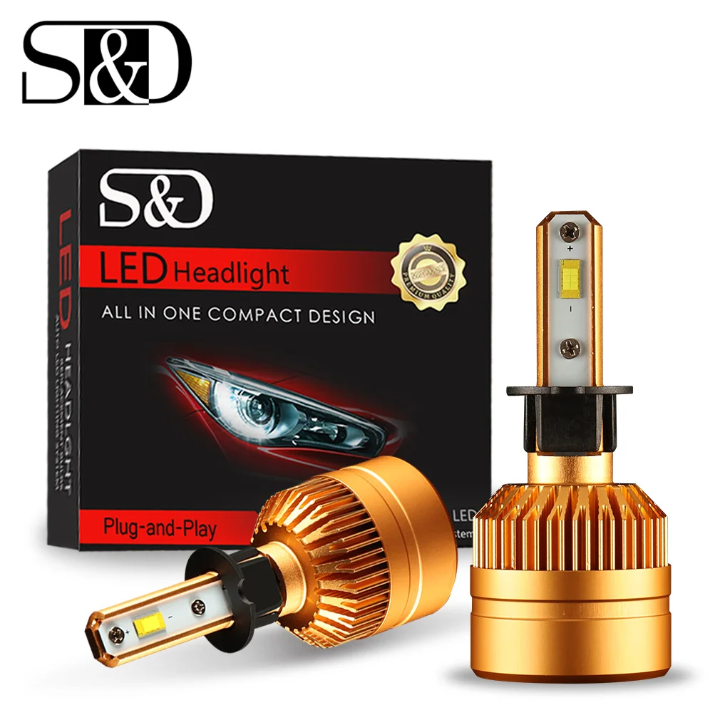 2 шт. H1 LED H3 880 881 H27 светодиодные лампы для фар 8000лм 6500 к белые Автомобильные фары