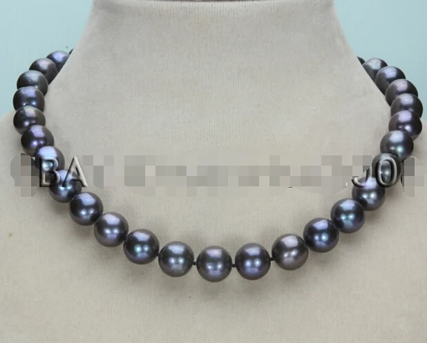 

fast Real gift AA 12mm-13mm white black cultured round pearl necklace 14kt/585 NEW