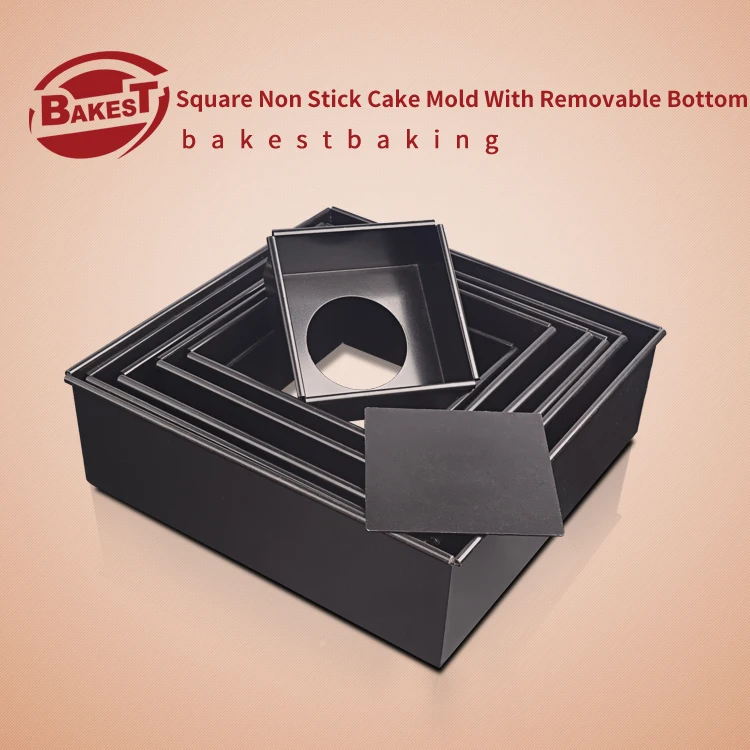 

BAKEST Square Shape Non Stick Cake Baking Mold With Removable Bottom Multi Size For Choice