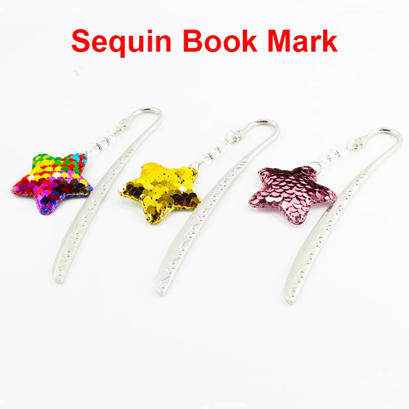 

Rose five star creative metal alloy bookmark double-sided Sequin stationery bookmarks office school DIY book marks for student