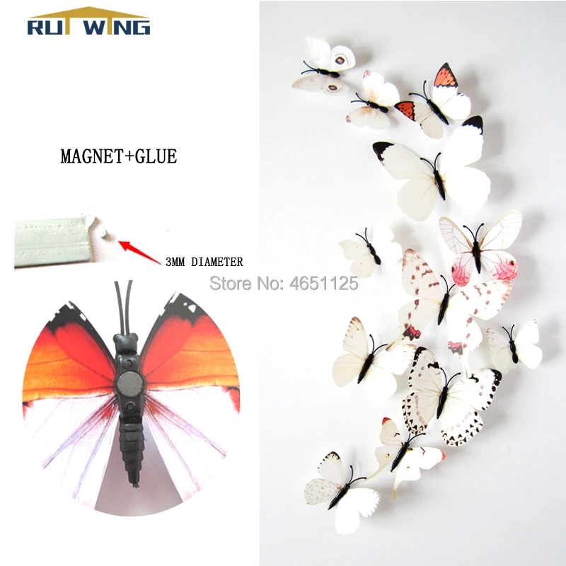 kitchen wall stickers butterfly children 3D Self Adhesive Decoration room wall art kids baby room/bedroom/Refrigerator