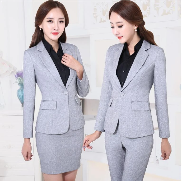 Traje Formal de para mujer, uniforme, pantalón, de gris, Primavera|designer pant suits|pant suitswomen suits formal -