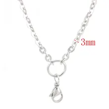 10 шт. 3 мм ширина 24 ''серебро из нержавеющей стали плоское овальное ожерелье цепь для медальон из смарт-стекла и масляного медальон со светорассеивателем