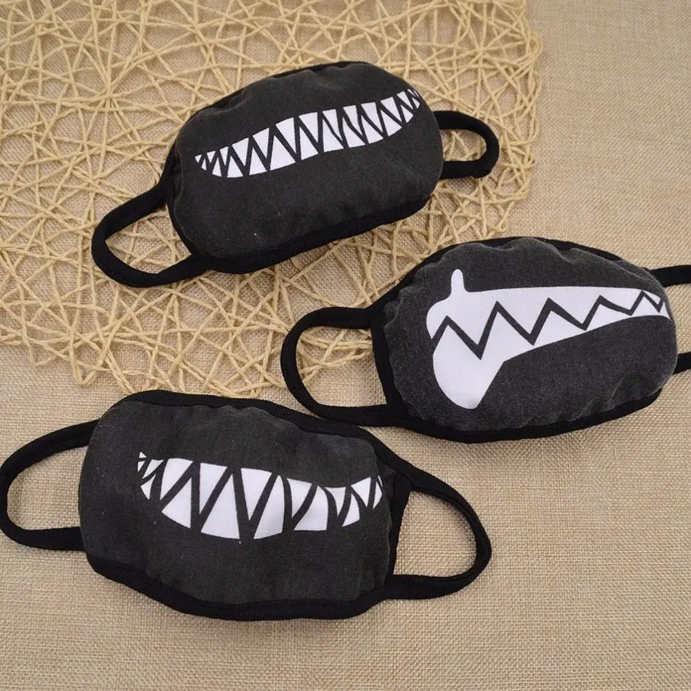

Cartoon Funny Teeth Black Cotton Black Mouth Mask Unisex Half Face Mask Fashion Mouth Mask
