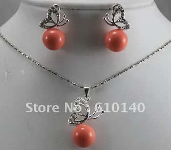 

5PC Beautiful BUTTERFLY shape Pink shell EARRING/NECKLACE 339999oo
