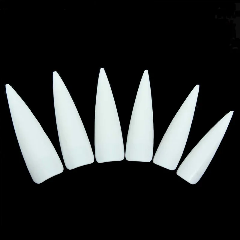 500 шт ногтей советы ясные/натуральные/белые половина покрытия длинные острые ногти-стилеты подделка Маникюр для кончиков ногтей Искусственные ногти для салона
