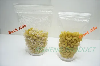 

100pcs, 22*30+5cm Stand up Transparent PET plastic Zip Lock bag with White floral design - zipper reclosable pouch front clear