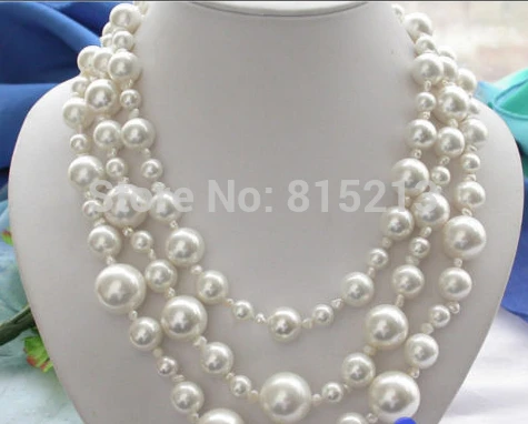 

ddh001477 3ROW 16MM WHITE ROUND SOUTH SEA SHELL PEARL NECKLACE 28% Discount (A0326)