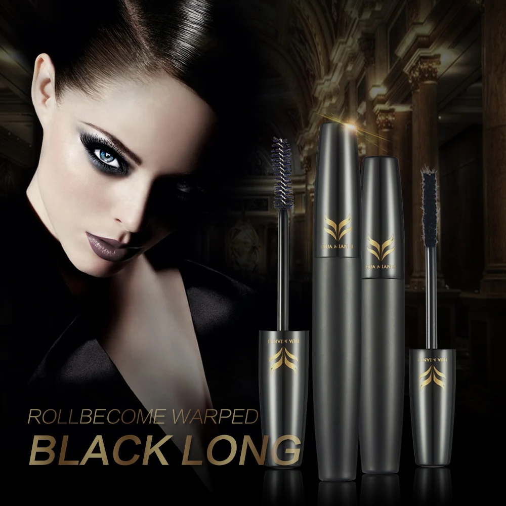 2pcs/lot HUAMIANLI Mascara Makeup Set Black 3D Mascara + Natural Fiber