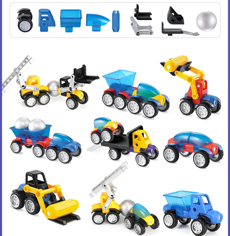 Modelo de Carro Designer Magnético Tubo Faça Você Mesmo Construção Carros Modelo Conjunto Menino Crianças Engraçado Ímãs Tijolos Jogos Brinquedos Presentes 9 Brinquedos e hobbies