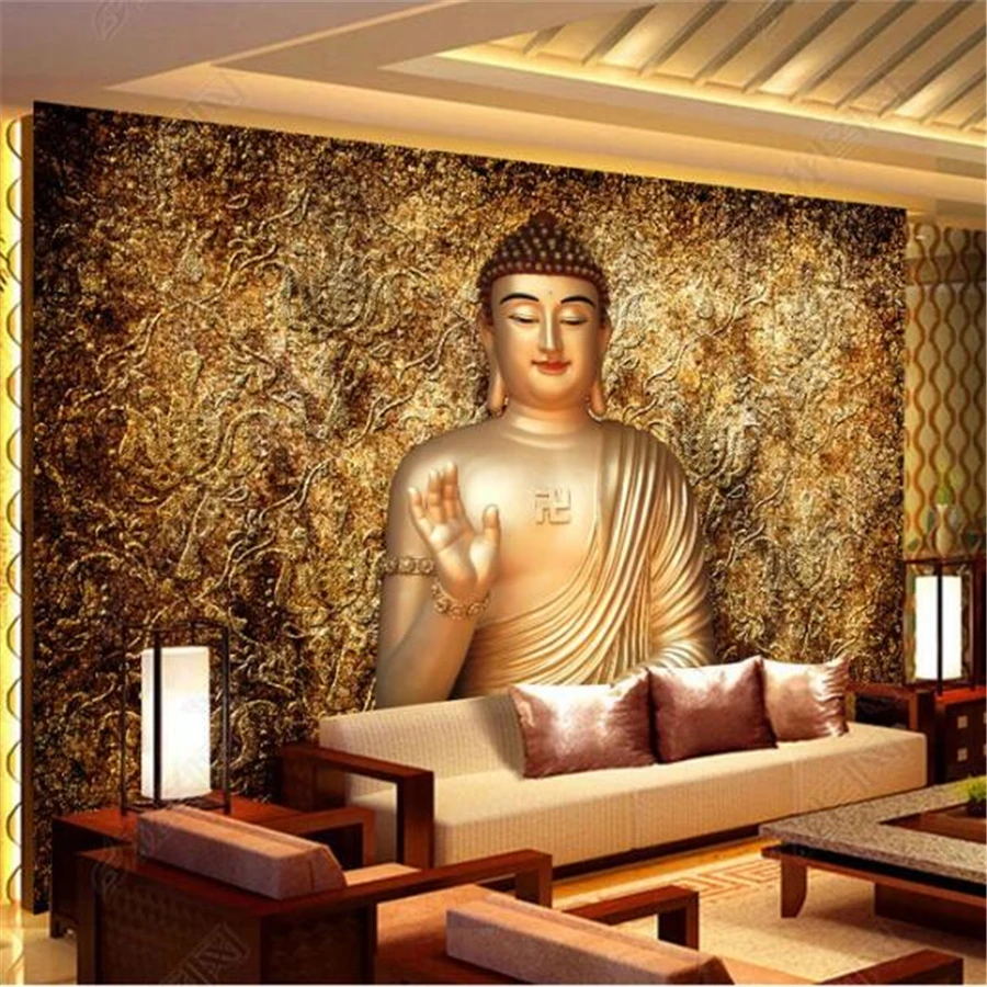 

wellyu Custom Photo Wallpaper 3D Mural Sakyamuni Tathagata Aisle Corridor обои TV Background Wall paper Mural 3D papel de parede