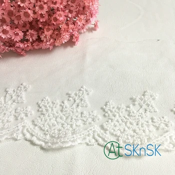 

5 yards/ lot 11cm Width white flower embroidered mesh lace fashion lace ribbon for wedding A1