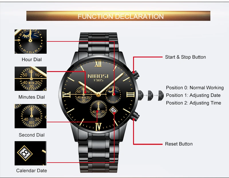 NIBOSI Dress Watch Men Gold 2018 Luxury Brand Men's Watch Waterproof Stainless Steel Famous Wristwatch Man Clock Water Resistant (5)
