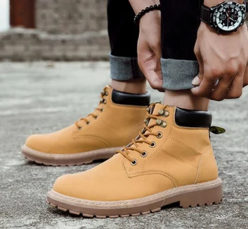 

New England Martin Boots men's Belt PU Leather Men's Shoes Trend High Upper Casual Tooling Boots Wild Leather Boots