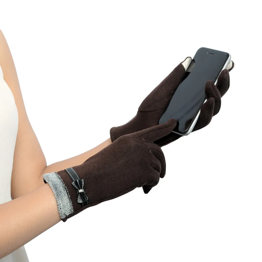 Feitong элегантные женские перчатки экран зима теплый лук мягкие наручные перчатки рукавицы из кашемира полный палец guantes mujer handschoenen