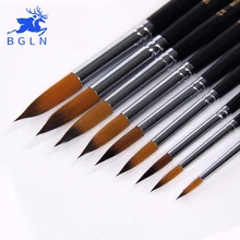 BGLN 9 шт., нейлоновые акварельные кисти с длинной ручкой, гуашь, акриловая кисть для нанесения краски, ручка pincel para pintura, товары для рукоделия 804