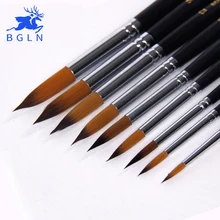 9Pcs/Set Nylon Hair Painting Brushes Set Watercolor For Drawing Oil Acrylic Paint Brush For Art Supplies Student Stationery bgln 1piece nylon hair oblique scrubbing brush painting brushes oil acrylic painting art supplies stationery 8044a
