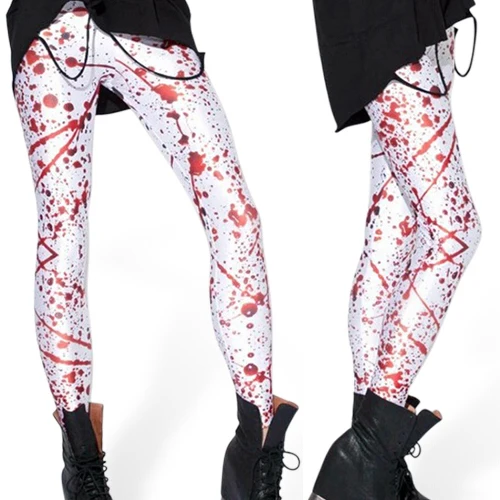 

BLOOD SPLATTER BIG LEGGINGS New 2017 Fashion Women punk Leggings Horror With Blood print Pants