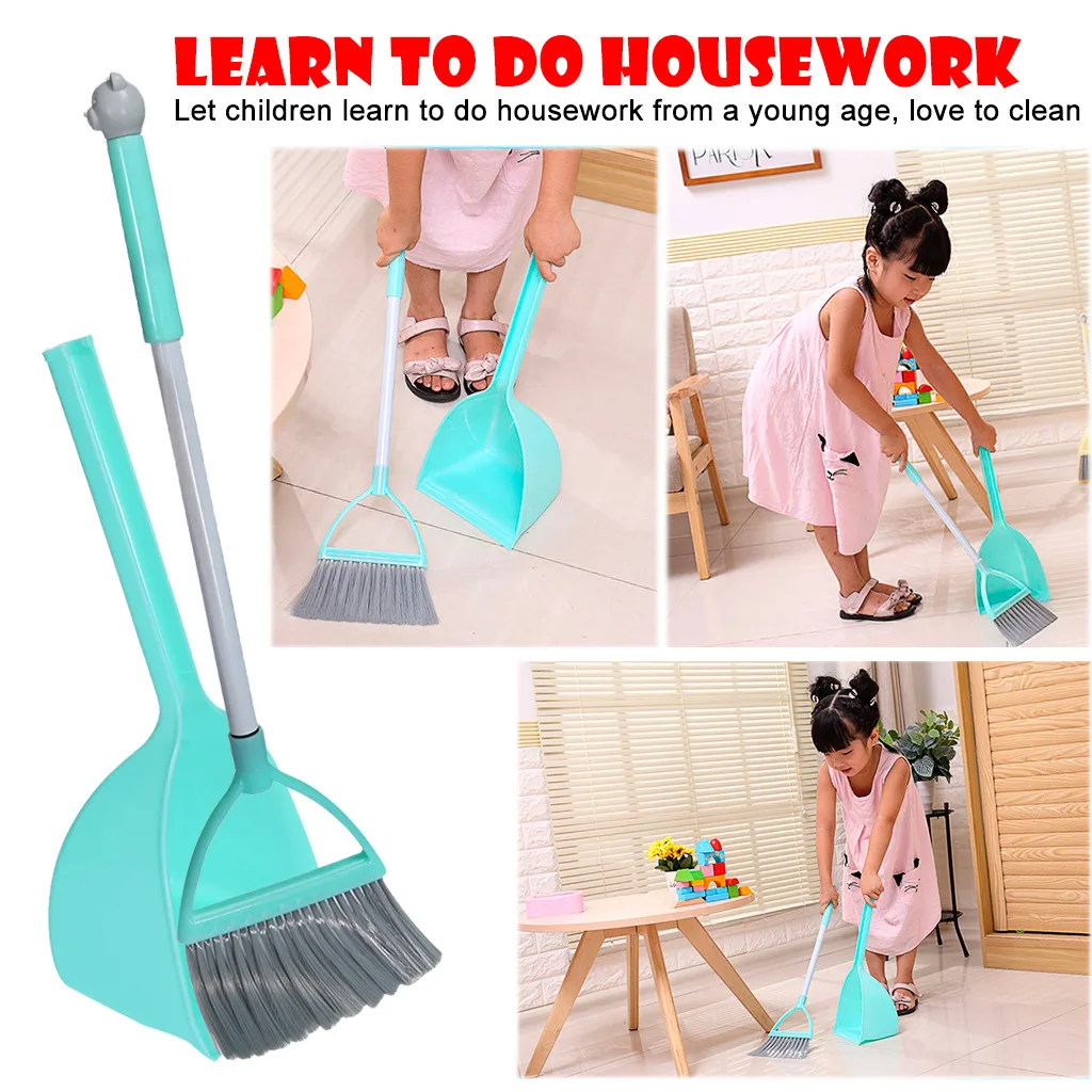 

2019 hot sale Kid's Housekeeping Cleaning Tools Set-3pcs, Small Mop Small Broom Small Dustpan interesting Play house toy set