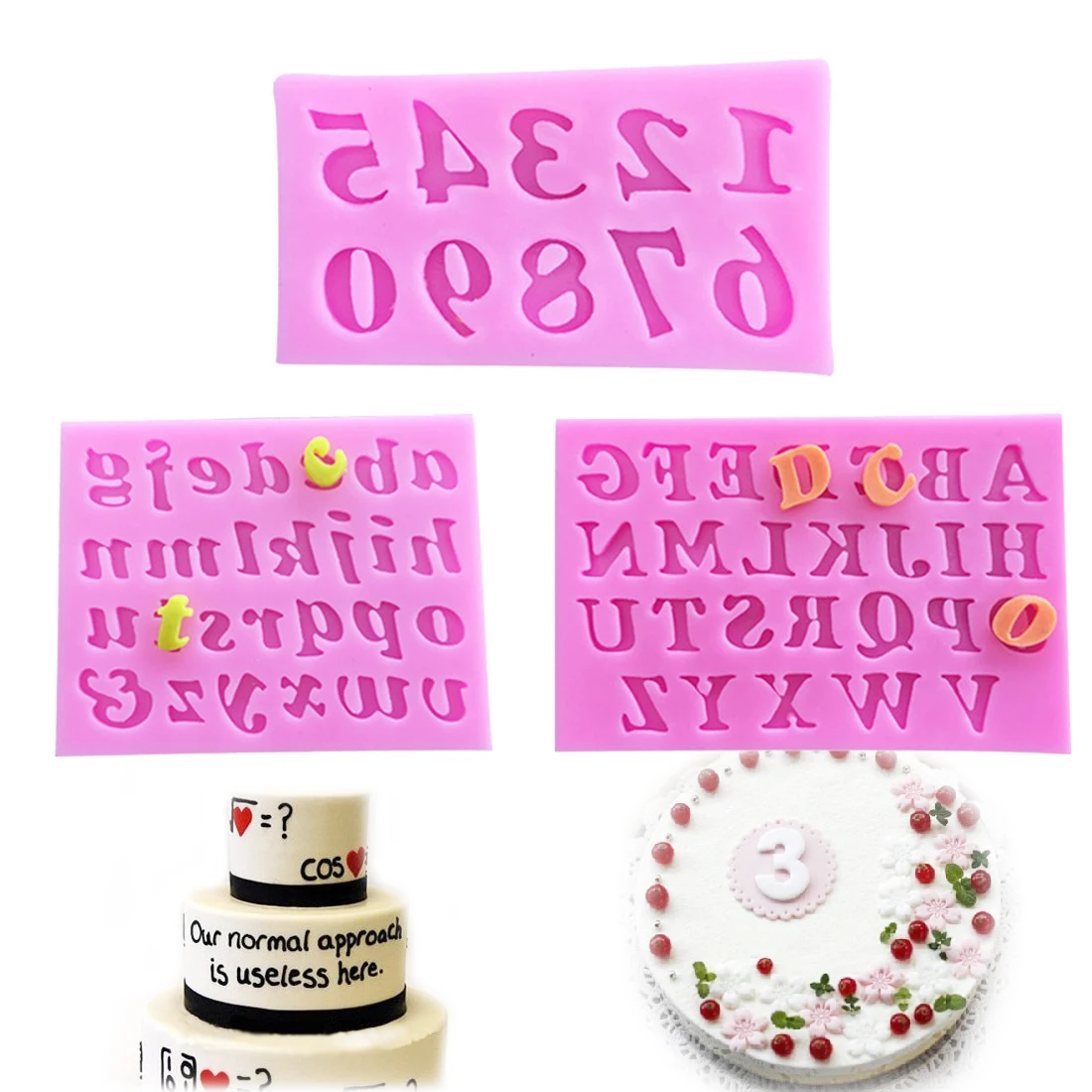 

Silicone Mold 3PCS/Set Baking Pan Cake Decorating English Letters Number Shape Chocolate Soap Mold Cake Stencils Kitchen Pastry