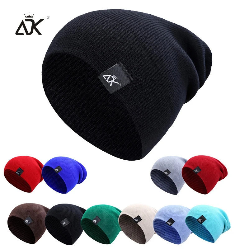 

Adk Knitted Hat Warm Beanie For Man Hip Hop Winter Hats Unisex Solid Color Bonnet Casual Skullies Beanies Autumn Caps For Adults