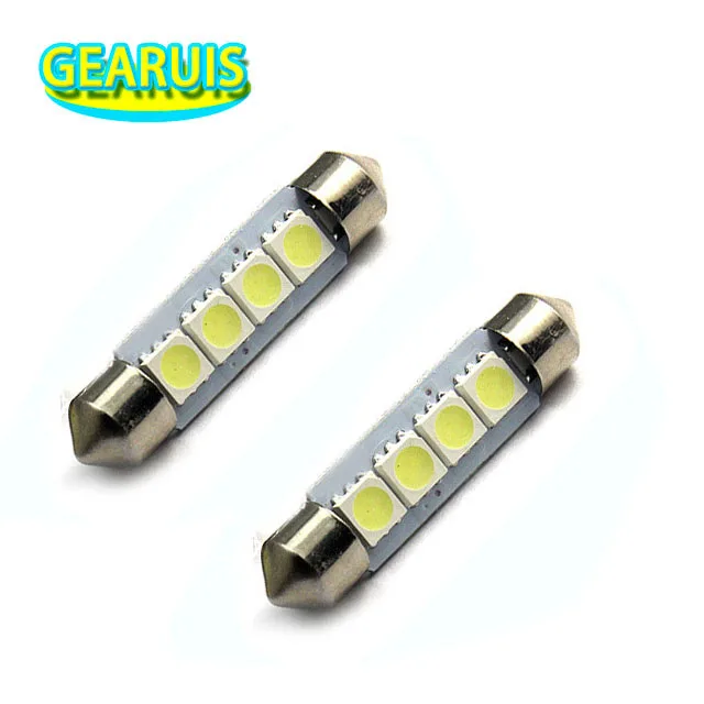 100X Car Reading led C5W Festoon Dome Light 41mm 4 SMD 5050 LED 4SMD License plate light bulb White DC12V | Автомобили и