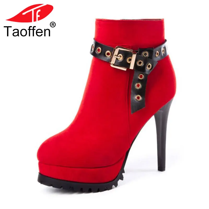 

Big Size 33-43 Women Motorcycle Boots Gold Accessory High Heel Ankle Wedding Boots Platforms Round Toe Shoes Women Fur Footwear