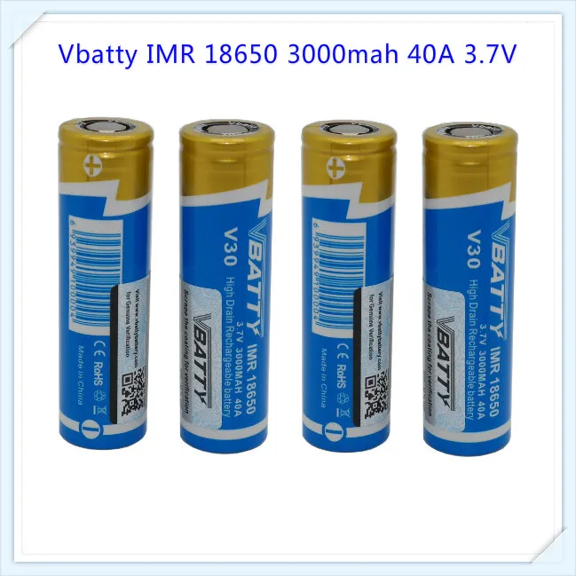 Высокомощный аккумулятор Vbatty IMR V30 18650 3000 мАч 40A 3 7 В с высоким усилителем плоский