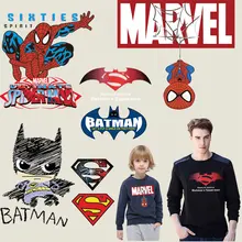 Superman Spiderman Batman нашивки для одежды Мультяшные наклейки Железный на переводе для мальчика manT-нашивка для рубашки термоошейники vetement