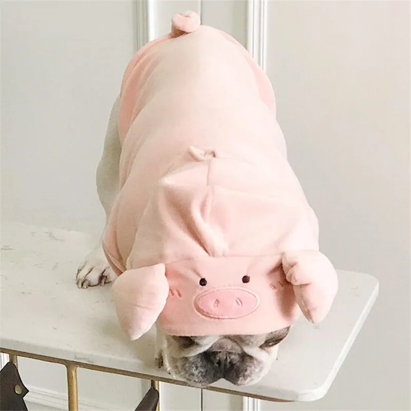 Tanie Bluzy dla psów 2019 szczeniak ubrania dla psów świnia Cosplay kostiumy odzież dla małe duże pies kot buldog francuski mops zwierzęta płaszcz różowy L